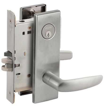 Schlage Grade 1 Storeroom Mortise Lock, Conventional Cylinder, S123 Keyway, 07 Lever, N Escutcheon, Satin Ch L9080P 07N 626